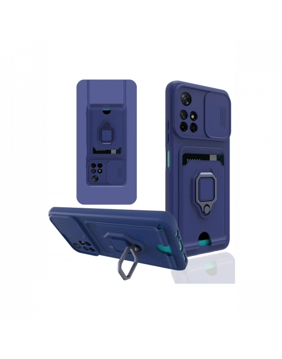 Newface Xiaomi Redmi Note 11T Kılıf Zuma Kartvizitli Yüzüklü Silikon - Lacivert