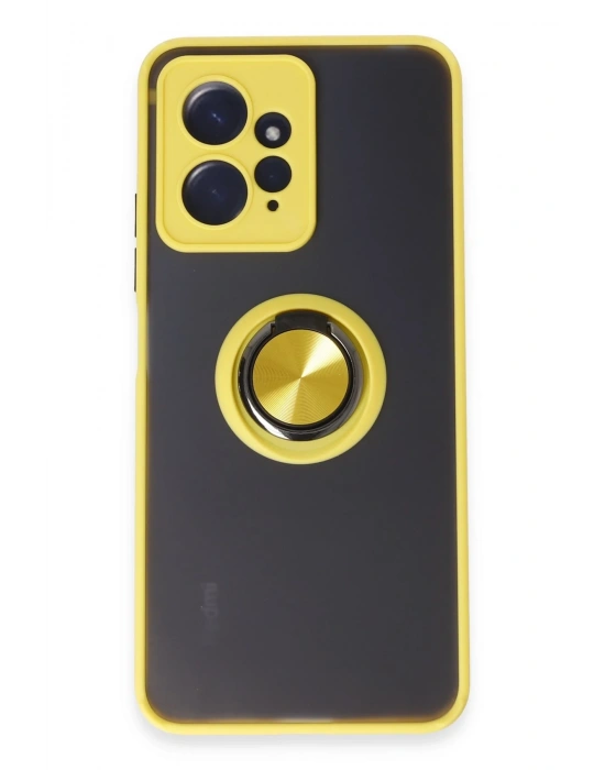 Newface Xiaomi Redmi Note 12 4G Kılıf Montreal Yüzüklü Silikon Kapak - Sarı