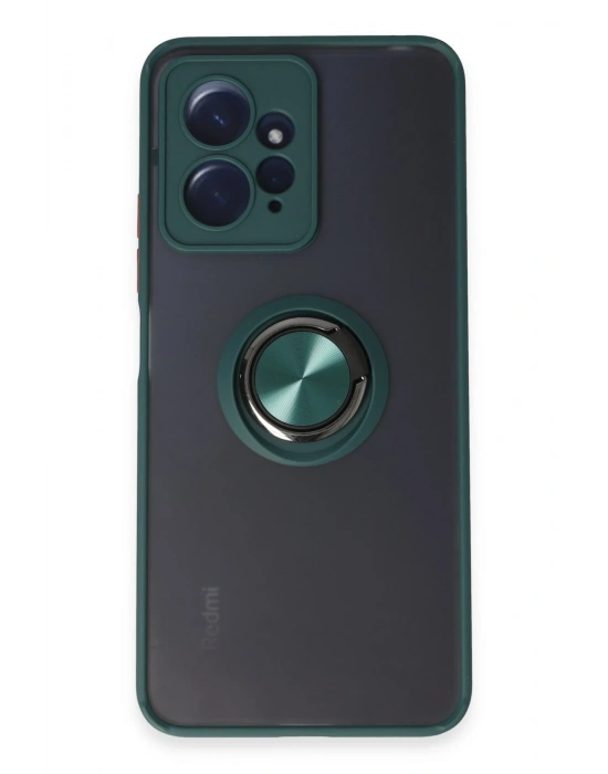 Newface Xiaomi Redmi Note 12 4G Kılıf Montreal Yüzüklü Silikon Kapak - Yeşil