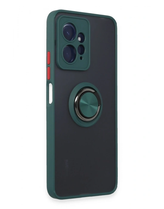 Newface Xiaomi Redmi Note 12 4G Kılıf Montreal Yüzüklü Silikon Kapak - Yeşil