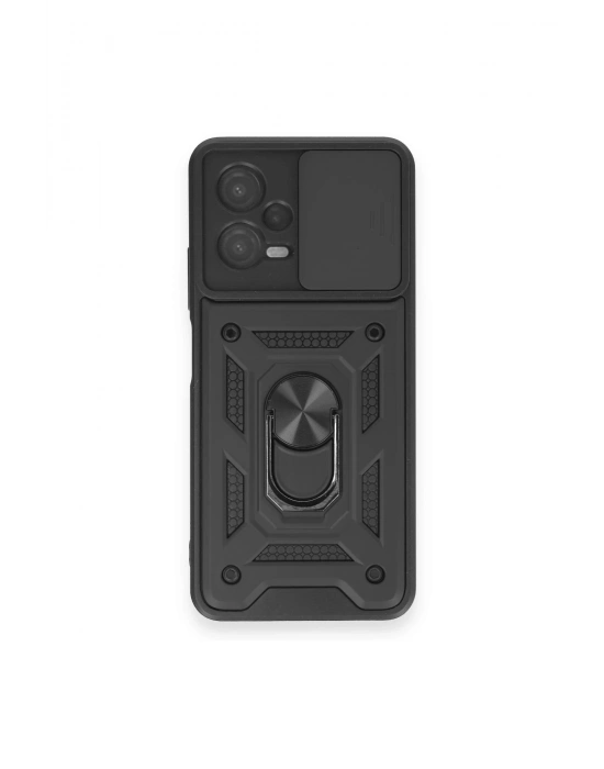 Newface Xiaomi Redmi Note 12 4G Kılıf Pars Lens Yüzüklü Silikon - Siyah