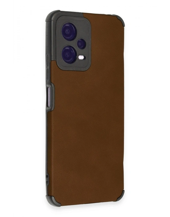 Newface Xiaomi Redmi Note 12 5G Kılıf Loop Deri Silikon - Kahverengi
