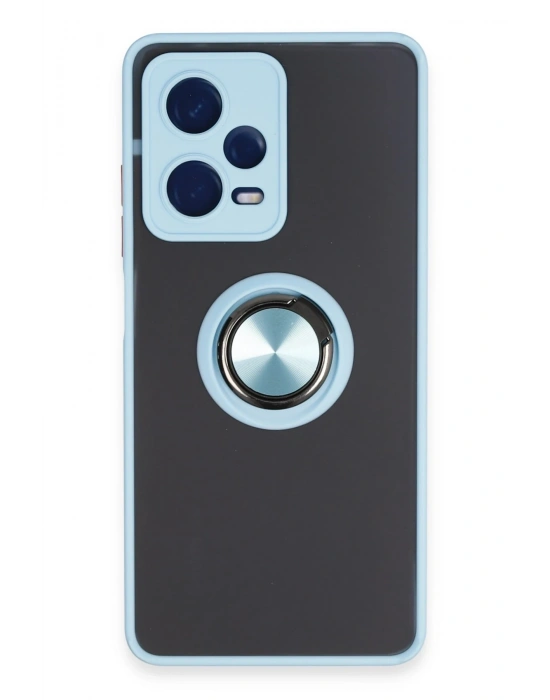 Newface Xiaomi Redmi Note 12 5G Kılıf Montreal Yüzüklü Silikon Kapak - Buz Mavi