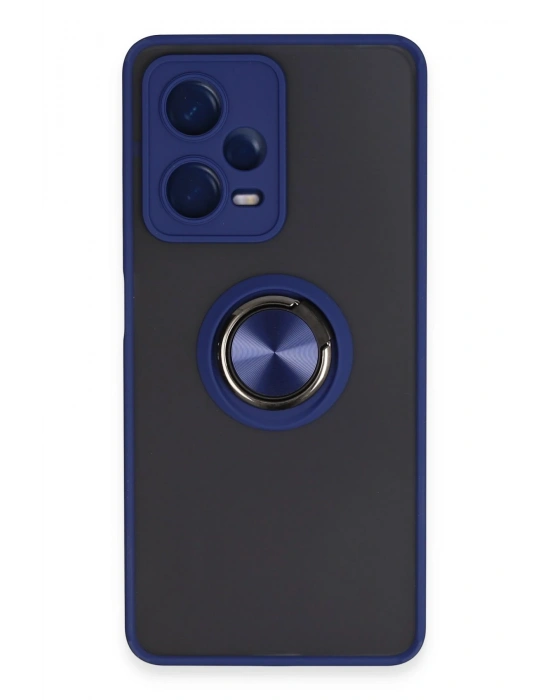 Newface Xiaomi Redmi Note 12 5G Kılıf Montreal Yüzüklü Silikon Kapak - Lacivert
