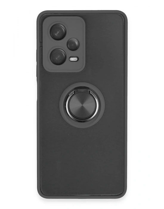 Newface Xiaomi Redmi Note 12 5G Kılıf Montreal Yüzüklü Silikon Kapak - Siyah