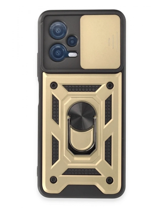 Newface Xiaomi Redmi Note 12 5G Kılıf Pars Lens Yüzüklü Silikon - Gold