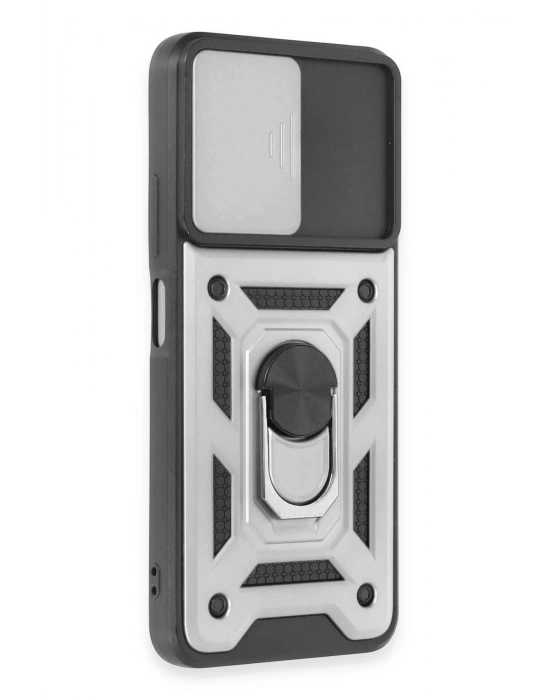 Newface Xiaomi Redmi Note 12 5G Kılıf Pars Lens Yüzüklü Silikon - Gümüş