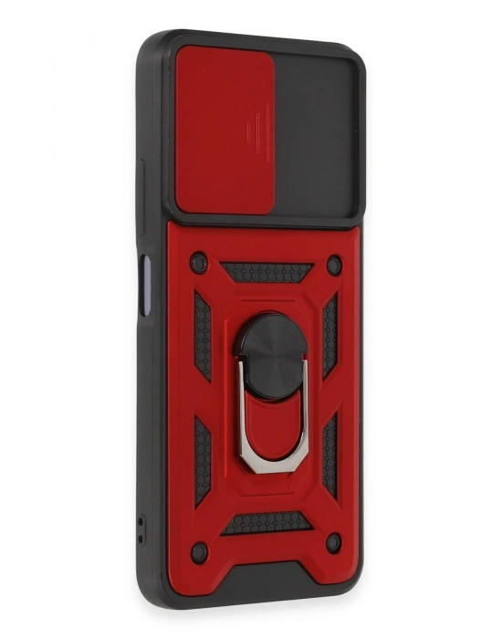 Newface Xiaomi Redmi Note 12 5G Kılıf Pars Lens Yüzüklü Silikon - Kırmızı