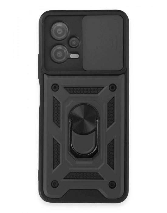 Newface Xiaomi Redmi Note 12 5G Kılıf Pars Lens Yüzüklü Silikon - Siyah