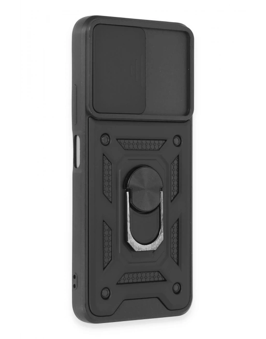 Newface Xiaomi Redmi Note 12 5G Kılıf Pars Lens Yüzüklü Silikon - Siyah