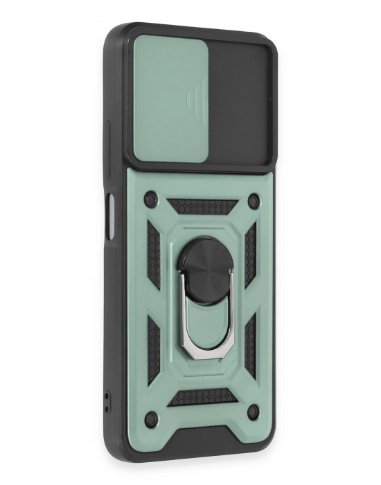 Newface Xiaomi Redmi Note 12 5G Kılıf Pars Lens Yüzüklü Silikon - Yeşil