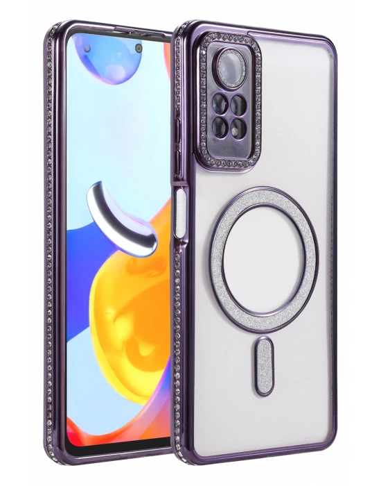 Newface Xiaomi Redmi Note 12 Pro 4G Joke Simli Magneticsafe Kılıf - Derin Mor