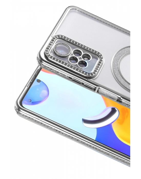 Newface Xiaomi Redmi Note 12 Pro 4G Joke Simli Magneticsafe Kılıf - Gümüş