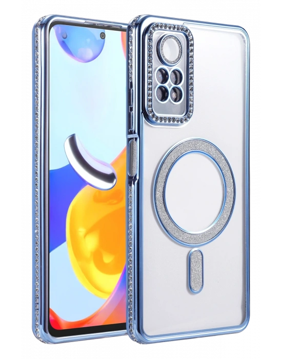 Newface Xiaomi Redmi Note 12 Pro 4G Joke Simli Magneticsafe Kılıf - Mavi