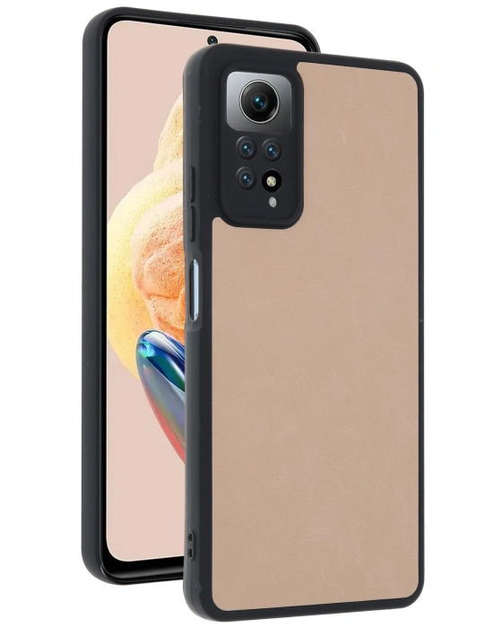 Newface Xiaomi Redmi Note 12 Pro 4G Kılıf Aras Deri Kapak - Pudra
