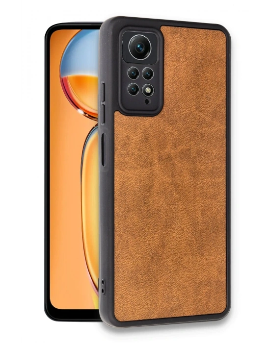 Newface Xiaomi Redmi Note 12 Pro 4G Kılıf Aras Deri Kapak - Taba