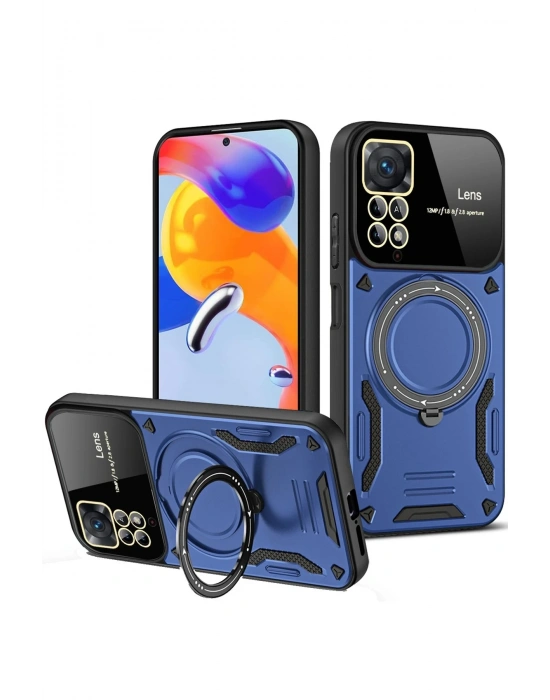Newface Xiaomi Redmi Note 12 Pro 4G Kılıf Joy Lens Standlı Kapak - Lacivert