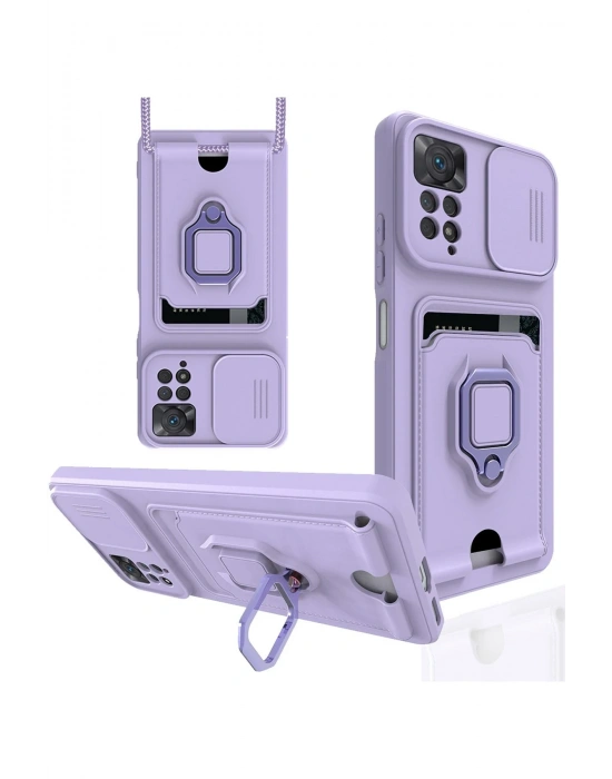 Newface Xiaomi Redmi Note 12 Pro 4G Kılıf Zuma Kartvizitli Yüzüklü Silikon - Lila