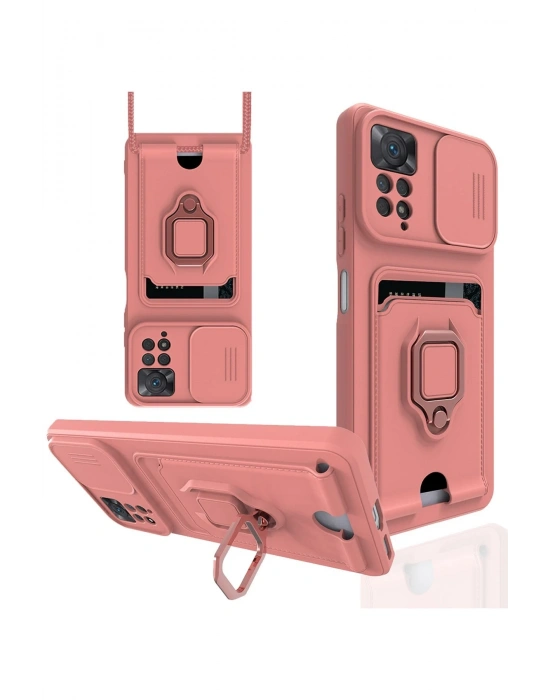 Newface Xiaomi Redmi Note 12 Pro 4G Kılıf Zuma Kartvizitli Yüzüklü Silikon - Pembe