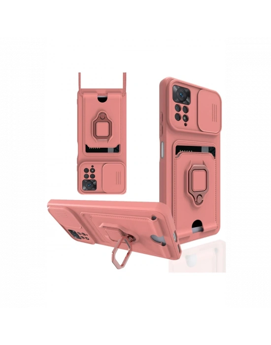 Newface Xiaomi Redmi Note 12 Pro 4G Kılıf Zuma Kartvizitli Yüzüklü Silikon - Pembe