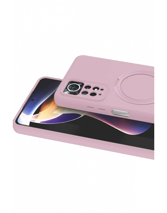 Newface Xiaomi Redmi Note 12 Pro 4G Regal Magsafe Standlı Kapak - Açık Pembe