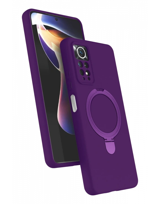 Newface Xiaomi Redmi Note 12 Pro 4G Regal Magsafe Standlı Kapak - Derin Mor