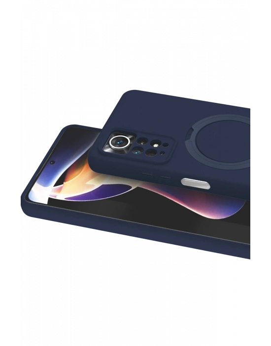 Newface Xiaomi Redmi Note 12 Pro 4G Regal Magsafe Standlı Kapak - Lacivert