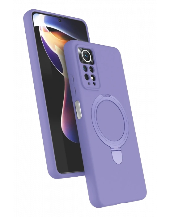 Newface Xiaomi Redmi Note 12 Pro 4G Regal Magsafe Standlı Kapak - Lila