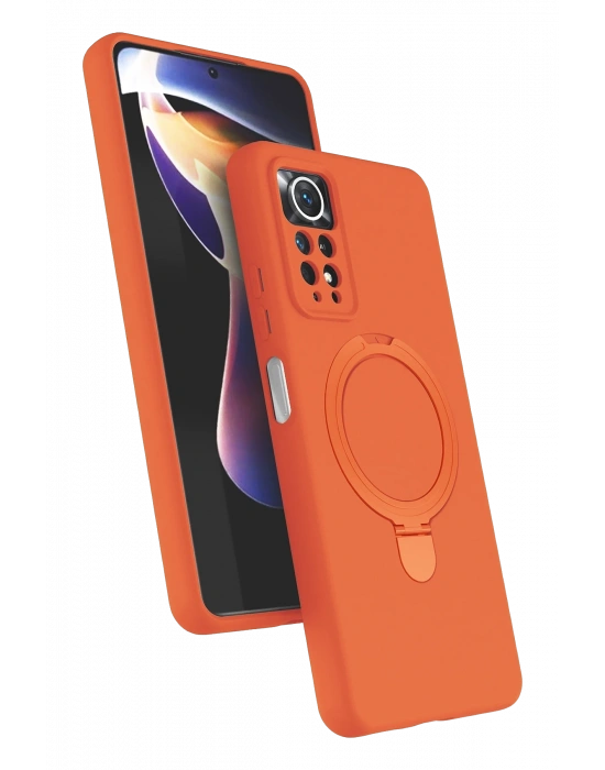 Newface Xiaomi Redmi Note 12 Pro 4G Regal Magsafe Standlı Kapak - Turuncu