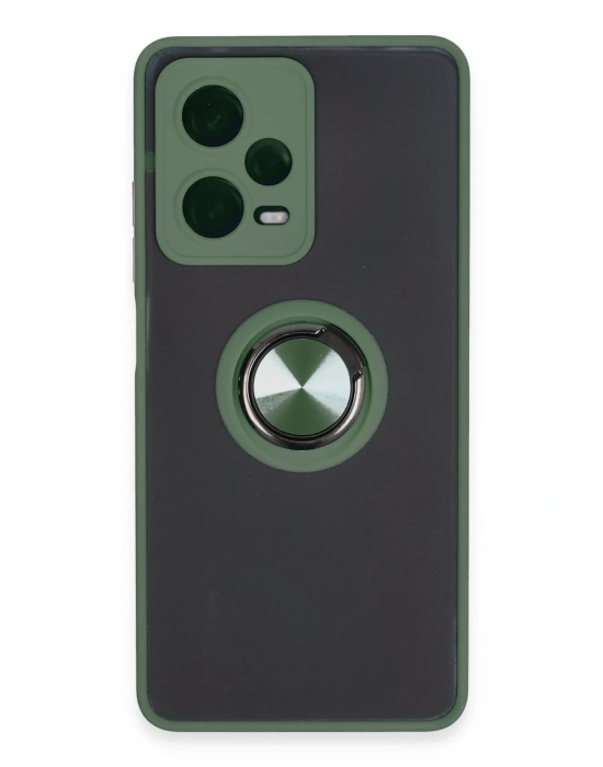 Newface Xiaomi Redmi Note 12 Pro 5G Kılıf Montreal Yüzüklü Silikon Kapak - Yeşil