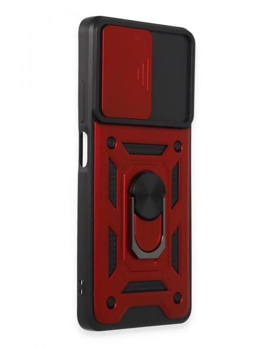 Newface Xiaomi Redmi Note 12 Pro 5G Kılıf Pars Lens Yüzüklü Silikon - Kırmızı