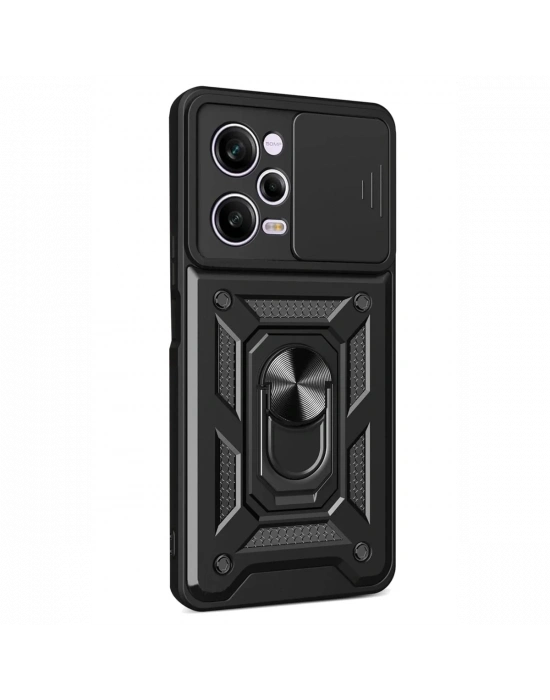 Newface Xiaomi Redmi Note 12 Pro 5G Kılıf Pars Lens Yüzüklü Silikon - Siyah