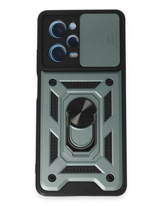 Newface Xiaomi Redmi Note 12 Pro 5G Kılıf Pars Lens Yüzüklü Silikon - Yeşil