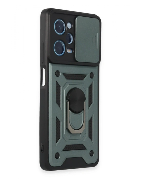 Newface Xiaomi Redmi Note 12 Pro 5G Kılıf Pars Lens Yüzüklü Silikon - Yeşil