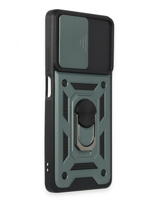 Newface Xiaomi Redmi Note 12 Pro 5G Kılıf Pars Lens Yüzüklü Silikon - Yeşil