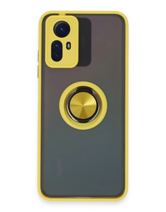 Newface Xiaomi Redmi Note 12S Kılıf Montreal Yüzüklü Silikon Kapak - Sarı