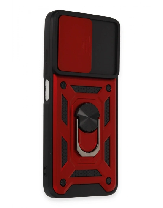 Newface Xiaomi Redmi Note 12S Kılıf Pars Lens Yüzüklü Silikon - Kırmızı