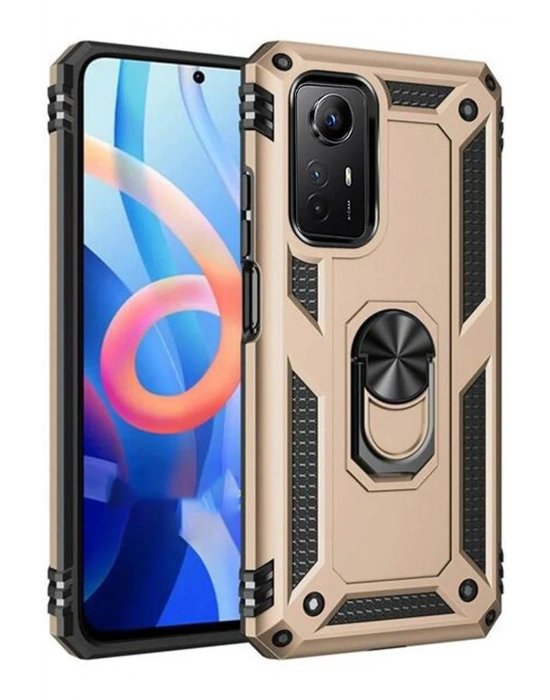 Newface Xiaomi Redmi Note 12S Kılıf Sofya Yüzüklü Silikon Kapak - Gold