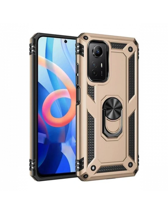 Newface Xiaomi Redmi Note 12S Kılıf Sofya Yüzüklü Silikon Kapak - Gold