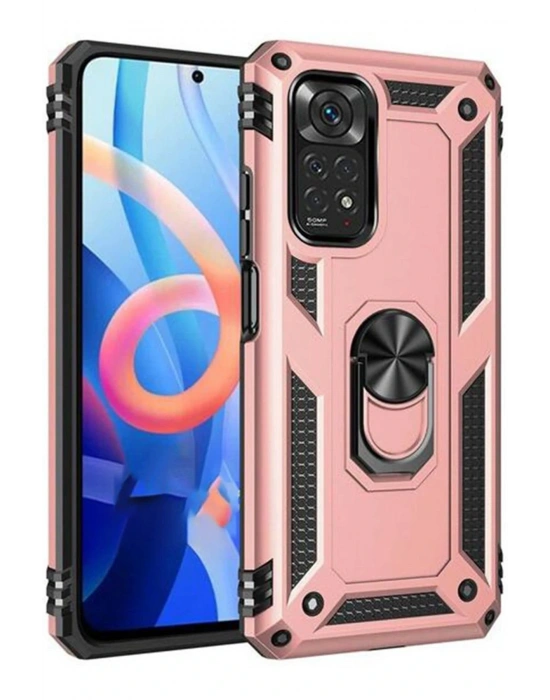 Newface Xiaomi Redmi Note 12S Kılıf Sofya Yüzüklü Silikon Kapak - Rose