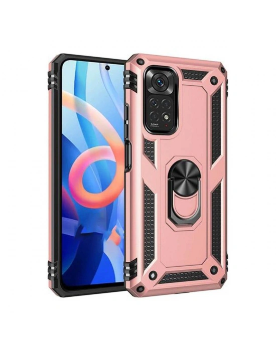 Newface Xiaomi Redmi Note 12S Kılıf Sofya Yüzüklü Silikon Kapak - Rose