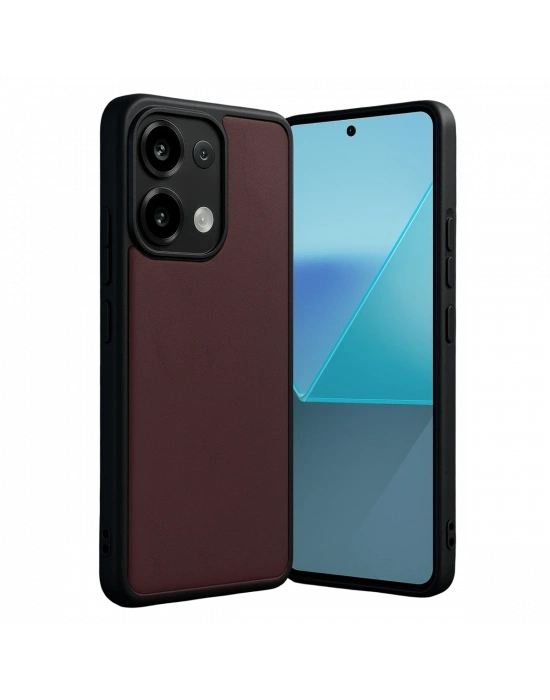 Newface Xiaomi Redmi Note 13 4G Kılıf Aras Deri Kapak - Bordo