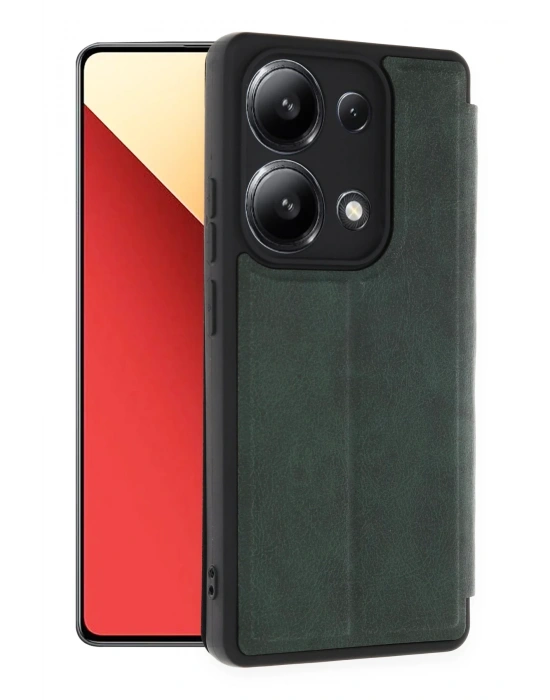 Newface Xiaomi Redmi Note 13 4G Kılıf Flip Cover - Koyu Yeşil