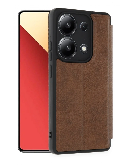 Newface Xiaomi Redmi Note 13 4G Kılıf Flip Cover - Taba