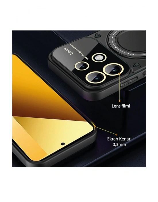 Newface Xiaomi Redmi Note 13 4G Kılıf Joy Lens Standlı Kapak - Lacivert