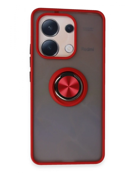 Newface Xiaomi Redmi Note 13 4G Kılıf Montreal Yüzüklü Silikon Kapak - Kırmızı
