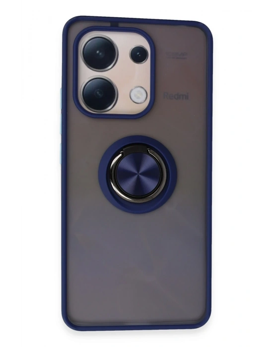 Newface Xiaomi Redmi Note 13 4G Kılıf Montreal Yüzüklü Silikon Kapak - Lacivert