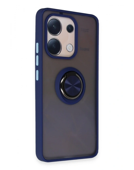 Newface Xiaomi Redmi Note 13 4G Kılıf Montreal Yüzüklü Silikon Kapak - Lacivert