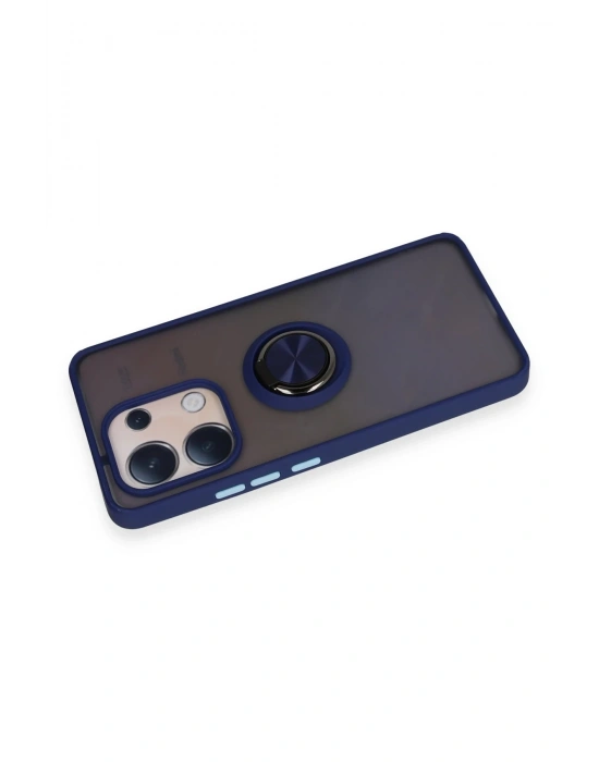 Newface Xiaomi Redmi Note 13 4G Kılıf Montreal Yüzüklü Silikon Kapak - Lacivert