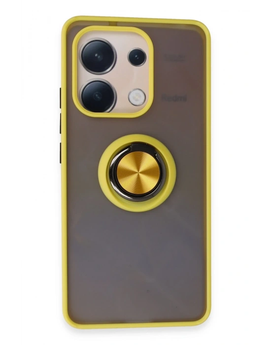 Newface Xiaomi Redmi Note 13 4G Kılıf Montreal Yüzüklü Silikon Kapak - Sarı